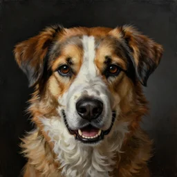 A beautiful ultradetailed painting of a deadly dog face by Zdzislaw Beksinski and tom bagshaw, wallpaper 4k, trending on artstation