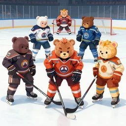 the care bears. playing ice hockey! dream mercy and winston from overwatch, extremely detailed, sharp focus, wide view, full body shot, smooth, digital illustration, by james jean, by rossdraws, frank franzzeta, mcbess, sakimichan, brosmin, danton fadeev, steve simpson
