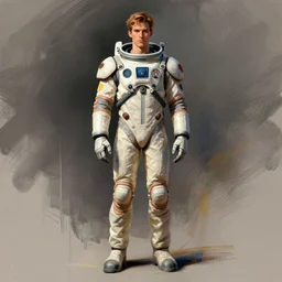 male, elongated figure, space suit, large shoulders, short torso, long thin legs, tiny feet, character sheet, digital sketch, very stylized, concept design, by jean giraud