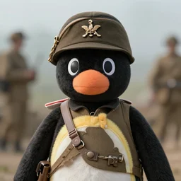 pingu as a ww2 officer, high definition, high detail, photorealistic, 4k
