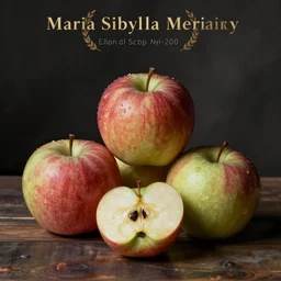 still life of apples. art by maria sibylla merian