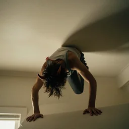 tom waits crawling on the ceiling like he is possessed by a demon