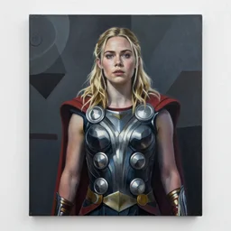 Elle Fanning as female Thor picture by Sachin Teng, asymmetrical, dark vibes, Realistic Painting , Organic painting, Matte Painting, geometric shapes, hard edges, graffiti, street art:2 by Sachin Teng:4