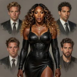 Serena Williams as a heroine in black leather, intricate, elegant, highly detailed, centered, digital painting, artstation, concept art, smooth, sharp focus, illustration, art by artgerm and donato giancola and Joseph Christian Leyendecker, Ross Tran, WLOP