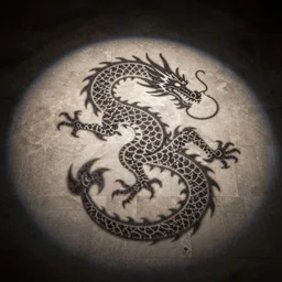 A dragon shaped shadow on a detailed tile floor, art by Anato Finnstark