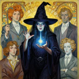 portrait of a witch casting a spell. cyberpunk style. painted by barbara canepa and alessandro barbucci and tony sandoval, wlop, loish, caravaggio, mucha, magritte.