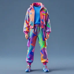 pattern stylish futuristic design colorful cyberpunk primary colors amazing sci - fi outfit clear hq