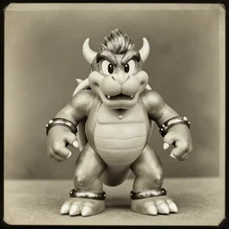 king koopa, portrait, full body, symmetrical features, silver iodide, 1 8 8 0 photograph, sepia tone, aged paper, sergio leone, master prime lenses, cinematic