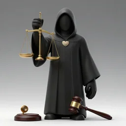 judge in a black holding a scales of justice and a gavel, dead by daylight killer, concept art, 4k