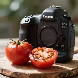 photo of [ [ grilled ] ] [ tomato ] taken with canon eos - 1 d x mark iii, bokeh, sunlight, studio 4 k