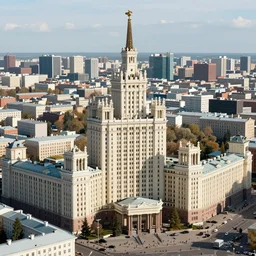 city in style of moscow, 1 9 7 0, bird's eye view
