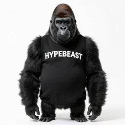 A gorilla wearing hypebeast clothing