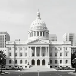 a cityscape in jeffersonian architecture style