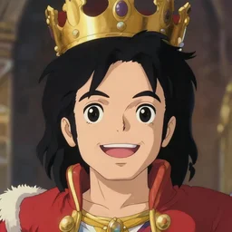 centered!! macro head portrait of medieval happy singing king michael jackson, artstation, detailed cartoon, elegant, digital painting, concept art, smooth, sharp focus, illustration, ghibli, makoto shinkai, don bluth, fujita goro, jean giraud, akihiko yoshida, tom whalen 8 k