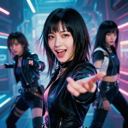 unbelievably beautiful, perfect, dynamic, epic, cinematic 8 k hd movie shot of semi - close - up japanese beautiful cute young j - pop idols actress girl, expressing joy and posing in cyberpunk futuristic scifi location in the style of bladerunner. by a chinese movie director. motion, vfx, inspirational arthouse, high budget, hollywood style, at behance, at netflix, with instagram filters, photoshop, adobe lightroom, adobe after effects, taken with polaroid kodak portra