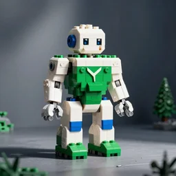 green white and blue Lego robot