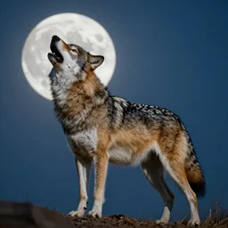 alpha wolf, howling in front of the moon