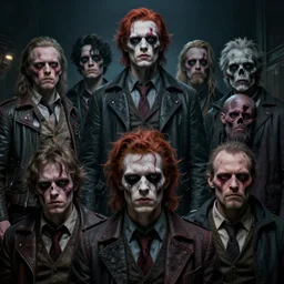A fancy portrait of a zombified YouTubers by Greg Rutkowski, Sung Choi, Mitchell Mohrhauser, Maciej Kuciara, Johnson Ting, Maxim Verehin, Peter Konig, Bloodborne, 8k photorealistic, cinematic lighting, HD, high details, dramatic, dark atmosphere, trending on artstation