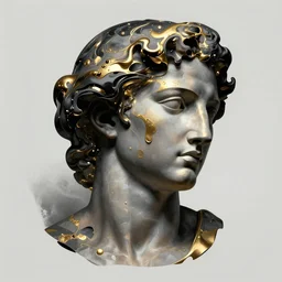 epic concept art. abstract female face silhouette mixing with black and gold liquid fluid. abstract sculpture. cloud technology. masterpiece by michelangelo. concept art, matte painting. greg rutkowski, wlop, victo ngai
