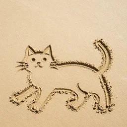 photography cat made from sand