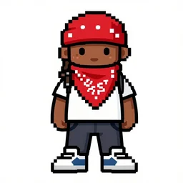 rapper 5 0 cent with bloods bandana, pop art, no duplicate image, pixel art, ultra details, ultra realistic, digital painting, artstation, concept art, smooth, sharp focus, identical, illustration, intecrate details, art by richard hamilton and mimmo rottela, pixels art by kirokaze and paul robertson, pencil by chris bachalo