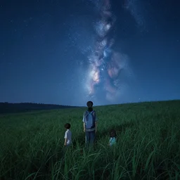 long exposure of grass fields below the night sky, in marble incrusted of legends official fanart behance hd by Jesper Ejsing, by RHADS, Makoto Shinkai and Lois van baarle, ilya kuvshinov, rossdraws global illumination