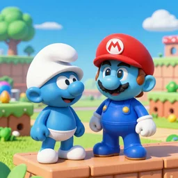 smurfs in super mario 3 d world 4 k very high quality