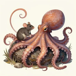 fusion of mouse and octopus, fantasy art