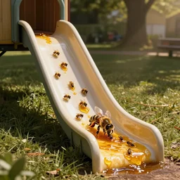 going down a slip and slide covered in honey so bees eat you