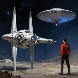 star destroyer from star wars battling the uss enterprise from star trek, digital painting, digital art, trending on artstation