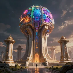 sci fi temple of the divine machine intelligence, beautiful detailed visionary digital art with modern colors by Vladislav Ociacia and beeple