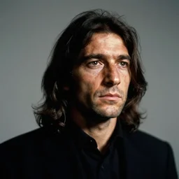 an action portrait of a man with long hair, dramatic, motion blur, headshot, by robert capa, trending on artstation, octane render, unreal engine 5