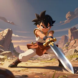 amazing vivid sword slashing attack, cartoon