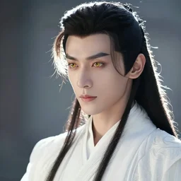 a young handsome chinese prince, long black hair, golden eyes, elegant, intricate, backlit, incredible lighting, strong rim light, subsurface scattering, epic beautiful landscape, cherry trees, highly detailed, god rays, digital painting, by Heise Jinyao, Heise-Lian Yan Fang, Feimo, Rossdraws, HDRI, vivid colors, high contrast, 8k resolution, photorealistic