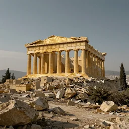 gold drenched apocalyptic acropolis