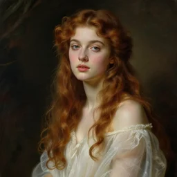 Portrait of a Beautiful Pre-Raphaelite goddess of nature in the style of John William Godward,