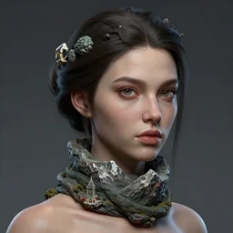 a detailed portrait beauty girl hairstyle mountain wrapping around neck, by greg rutkowski and hr giger, zbrush, trending on artstation : 1 h 1 0 2 4