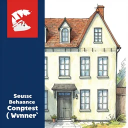 a drawing of a house with a lot of windows, illustration by dr seuss, behance contest winner, whimsical
