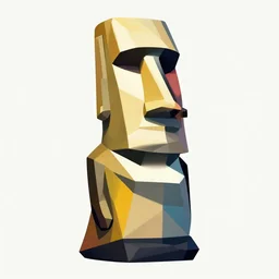 cubist moai statue geometric cutout digital illustration cartoon colorful beeple