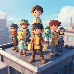 photo cartoon illustration comics manga painting of rooftop : 6 fantasy, digital painting, unreal engine, 8 k, volumetric lighting, contrast