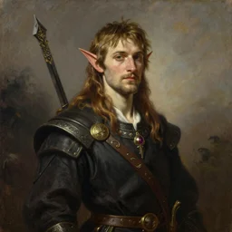 a fantasy portrait painting of a half - elf gentleman, art greg rutkowski and william - adolphe bouguereau
