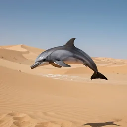 dolphins flying through the sky in the gobi desert, stunning photograph