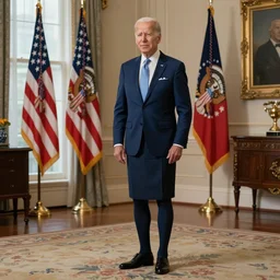 Joe Biden in a room alone wearing a skirt, highly detailed, by Da Vinki