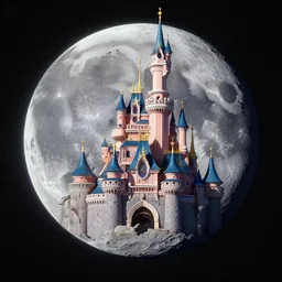 disney world on the moon, photorealistic, 8 k, extreme detail, rendered in octane, rendered in arnold, rendered in vray, created in unreal engine 5, crowds of people in space suits in line to ride the bounce machine