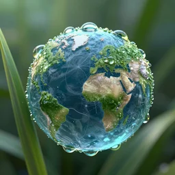 nature in world of dew, and within every dewdrop a world of struggle, fantasy intricate elegant under, lush volumetric lighting 3 d modelling