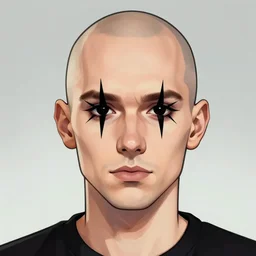 portrait bald man with 2 black spikes driven through his eyes, official fanart behance hd artstation by jesper ejsing, by rhads, makoto shinkai and lois van baarle, ilya kuvshinov, ossdraws