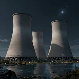 a beautiful hyperdetailed render of power plant industrial architecture nature unfinished building architecture by ralph mcquarrie, clear night water sci - fi cgsociety galactic matte painting fisheye otherworldly dramatic lighting tundra saturn crystal darkacademia apocalyptic biopunk, archdaily, wallpaper, highly detailed, trending on artstation.