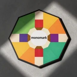 minimalist flat symmetrical hexagon colorful board game monomark logo