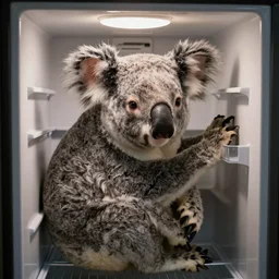 instagram, koala stuck in the fridge