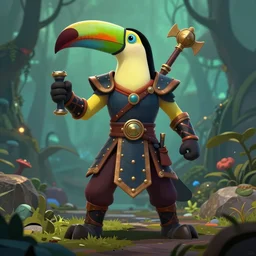 a toucan warrior, style of arcane tv series